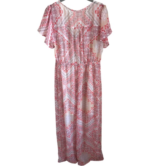 Boho maxi dress flutter sleeves button front vintage inspired cottagecore soft M - Picture 5 of 8